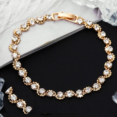 Bracelet with rhinestones “ice” stream, white color, 18 cm