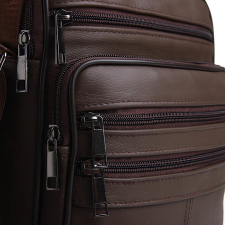 Male bag on lightning, long belt, brown color-2