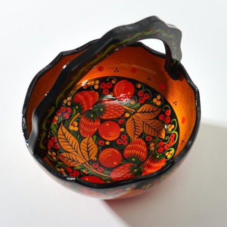 Корзинка, 12-13х12-13 см, хохлома-5
