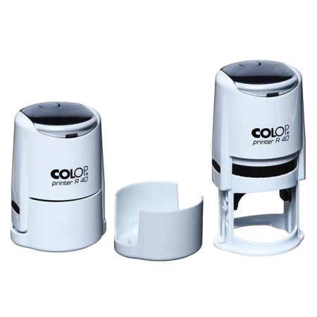 Equipment for round printing automatic Colop Printer R40, diameter 41.5 mm, with a lid, white body-1