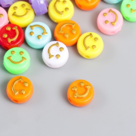 Beads for creativity Plastic "Golden Smiley on Bright" set of 20 g 0.6x1x1 cm-1