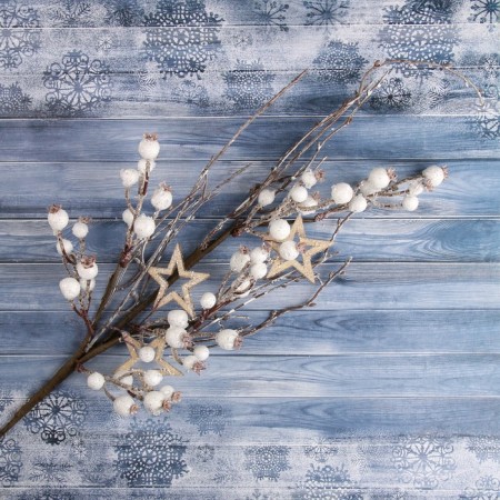 Decor "Winter Magic" Branch with berries and stars, 63 cm-1