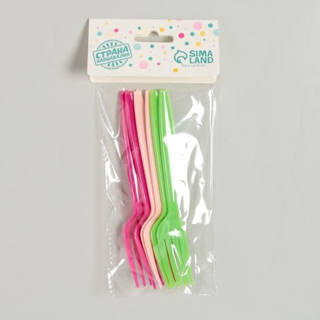Plastic forks, 6 pcs., Mix colors-4
