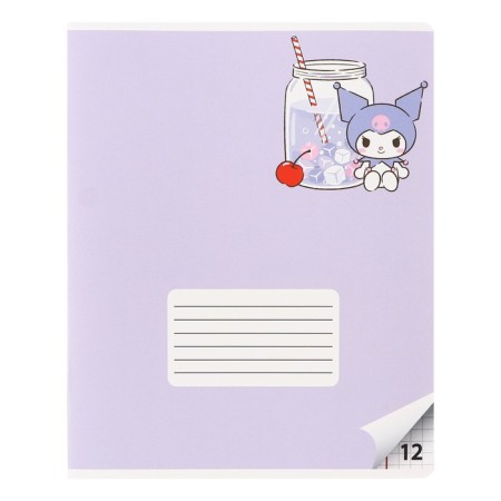 Notebook 12 sheets in the Kuromi cage, cardboard cover, whiteness 92%, block 60 g/m2, mix-6