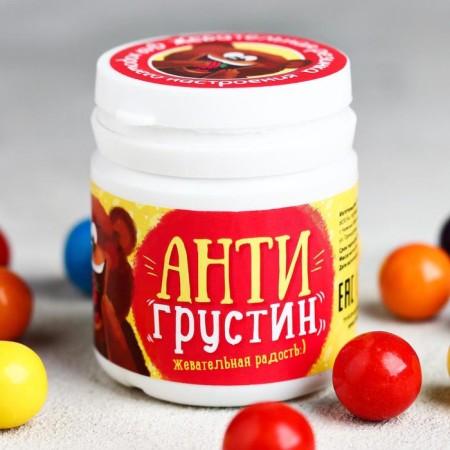 Жевательная резинка «Антигрустин»: со вкусом тутти-фрутти, 40 г.-1