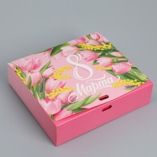 Gift folding box, packaging, “from March 8”, 20 x 18 x 5 cm