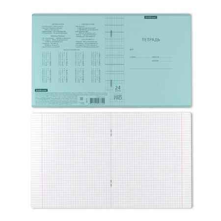 Notebook 24 sheets in the Erichkrause Coverprio Pastel Classic Code, Plastic Cover, Offset block, 100%whiteness, mint-2