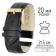 Watch strap, male, 20 mm, harness 75 mm, larynx 115 mm, genuine leather, black