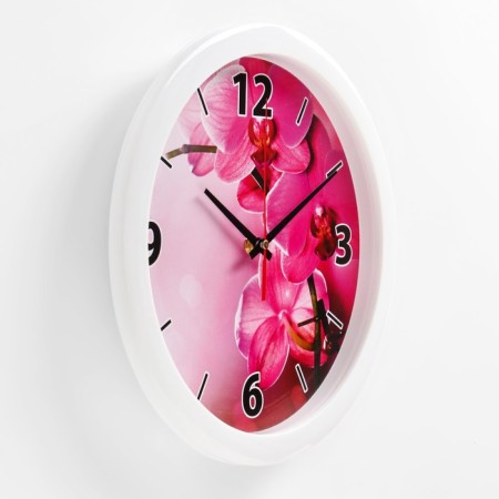 Wall clock, D-28 cm, interior, "orchids", silent-1