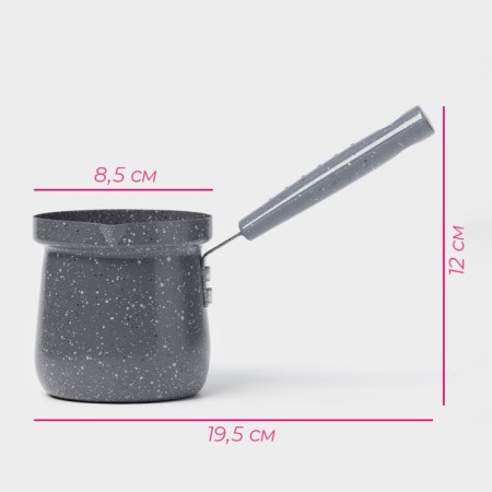 Turk Dolyana “Marble Gray”, 350 ml, D = 8 cm, 19.5 × 8.5 × 12 cm, plastic handle, anti -stick coating, induction, color gray-1