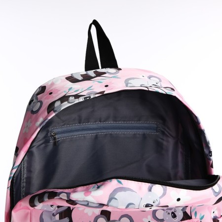 School backpack from textiles, 3 pockets, pink color-5