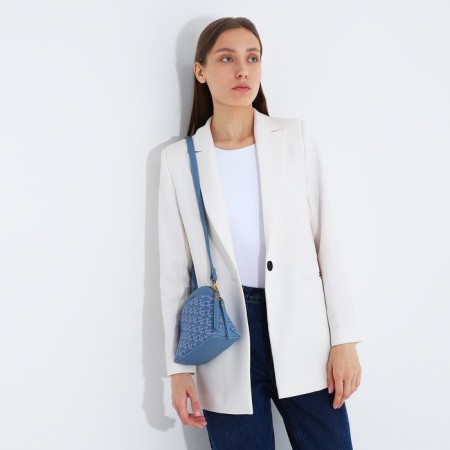 Bag Cross-Bodi with a zipper, blue color-7