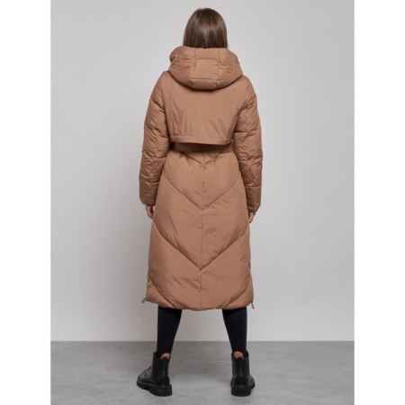 Coat insulated winter female, size 48, brown color-3