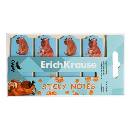 Bookmarks with adhesive edge paper 25x67 mm, Erichkrause Happy Capy, 80 sheets-2