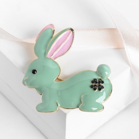 Broach "Bunny", mint color in gold-2