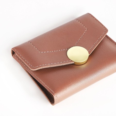 Women's wallet on the button, beige color-2