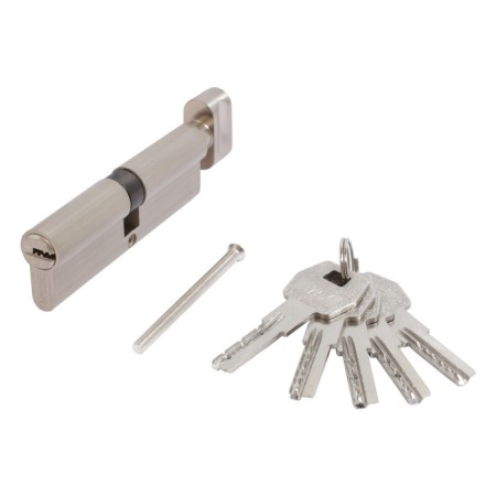 Cylinder mechanism standard MAX, 100 mm (50x50V), 5 keys, key/turntable, matte nickel 102481