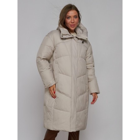 Coat insulated winter female, size 50, light-gray color-8