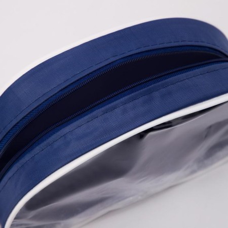 Cosmetic bag with a handle, blue color-3