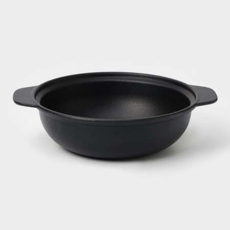 Cast iron fried, 2 l, d = 24 cm, cast -iron cover, black color-3