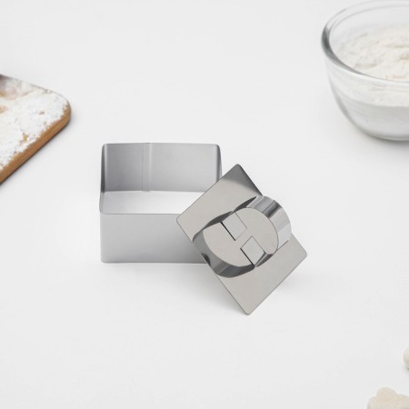 The form for laying out the share "Square", 8 × 8 × 4 cm, with a press, stainless steel-1