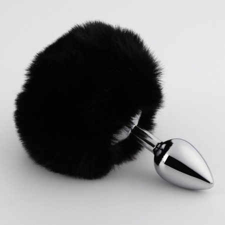 Anal traffic jam with a fluff of the oksa, silver sleeve 28 mm, tail 90 mm, black-1