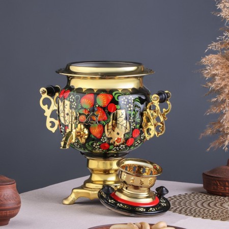 Khokhloma set, oval, 3 objects, samovar 3 l, a teapot 0.7 l, tray-4