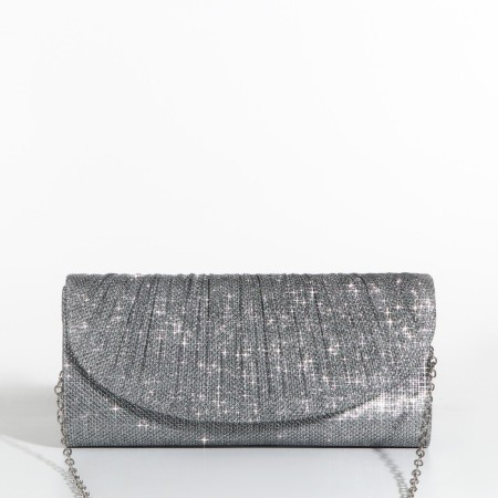 Magneta bag, long chain, silver color