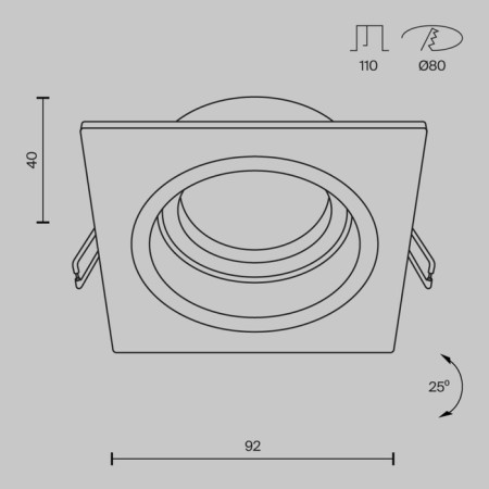 Technical DL026-2-01W, 1x50W, 9.2x9.2x4 cm, GU10, white color, white-8