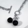 Piece "chain" Vishni branch, black color in silver, 45 cm