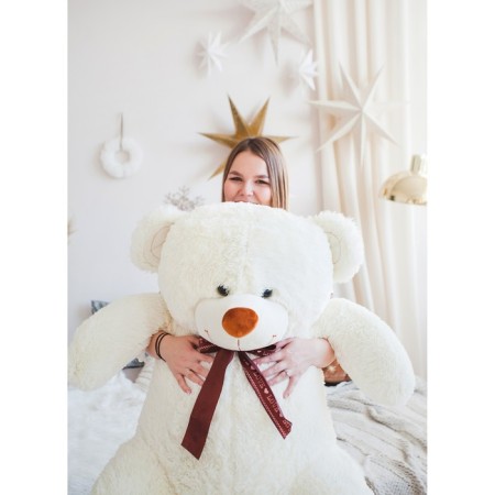 Soft toy "Bear Amur", 120 cm, milk color-6
