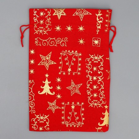 Bag gift canvas "Happy New Year", embossing, 16 x 24 cm +/- 1.5 cm, New Year-5