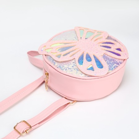 Baby backpack on a zipper, light pink color-3
