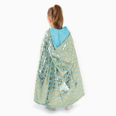 Carnival cloak of children, satin, color gold pattern on blue, length 85cm-1