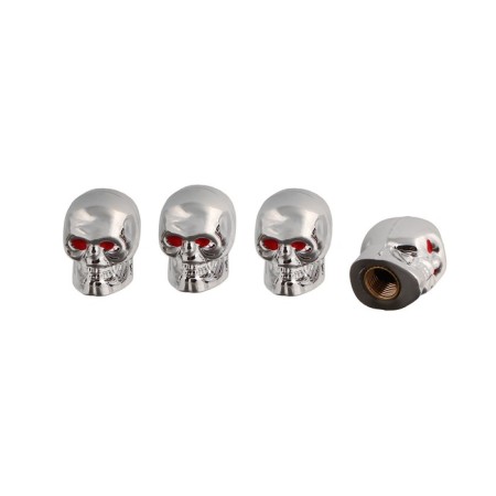 Cap on the valve, Torso, skull, chrome, set 4 pcs