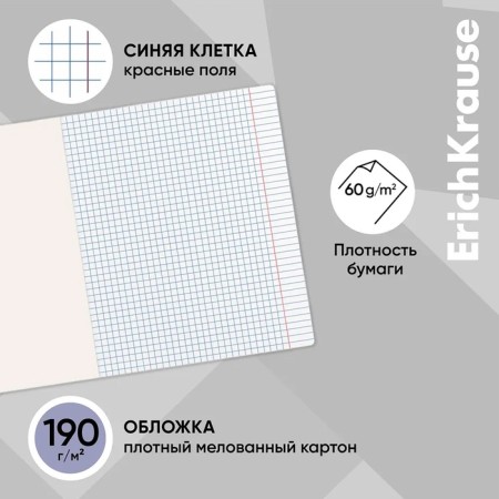 A notebook of 96 sheets in the Erichkrause Duotone Next cage, cover coated cardboard, output block, whiteness 100%, mix-2