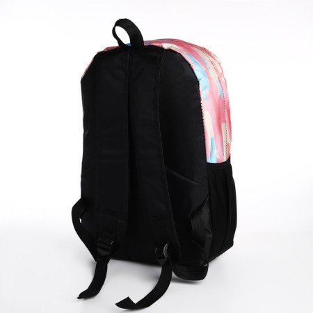 Youth backpack from textiles, 3 pockets, pink color-3