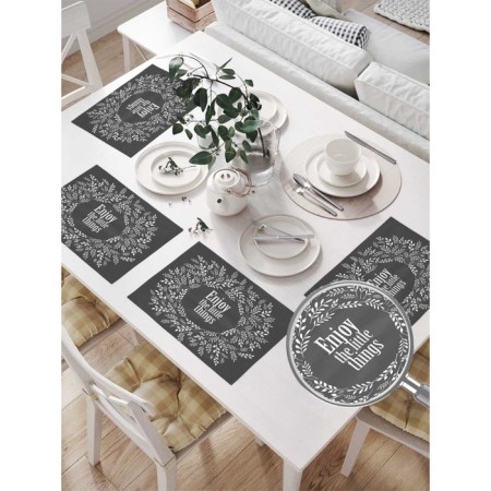 A set of napkins for setting the table "Happiness in the little things", rectangular, size 32x46 cm, 4 pcs-1