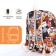 School backpack of textiles on a zipper, 3 pockets, pencil case, brown color/orange color
