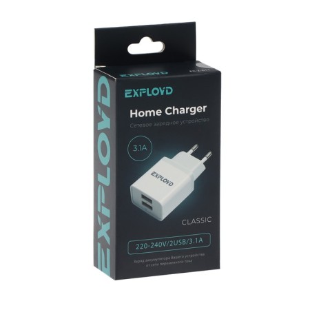 EXPLOYD EX-Z-611, 2 USB, 3.1 A, white, white-6