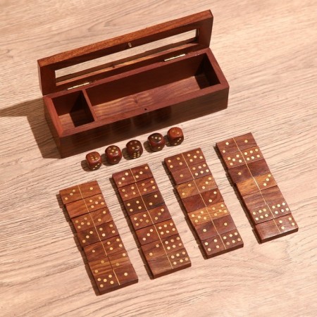 Game desktop 2v1 (domino + cubes) 19x6x5 cm, tree shisham-3