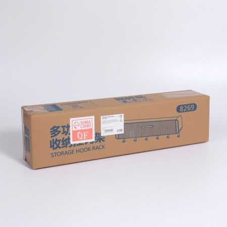 Organizer for storage, hinged, 1 section, with an adhesive base and hooks, 38.7 × 8.5 × 6.5 cm, translucent/white color-8