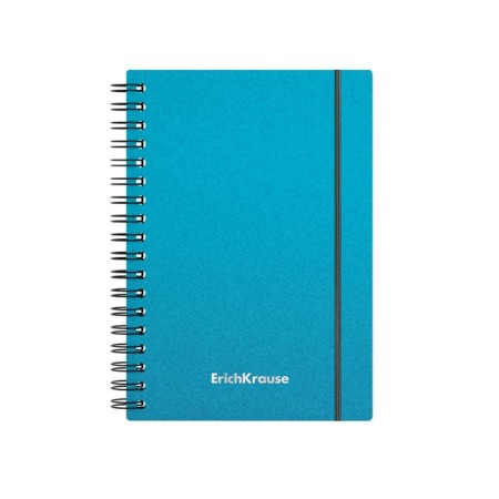 Notebook A6 (120 x 146 mm), 80 sheets in a cage on the crest Erichkrause "Ice Metallic", plastic cover, elastic band, offset unit, white 100%, mix-2