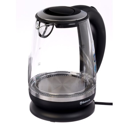 Electric kettle Sakura SA-2719BK, glass, 2 l, 2200 watts, backlight, silver-black-1