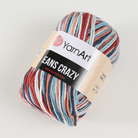 Yarn "Jeans Crazy" 55% cotton, 45% acrylic 160m/50g (7208 scarlet-turkey)-1