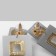 Acryl Earrings "Quadro", gray color in gold