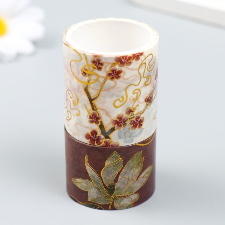 Adhesive tape paper "Garden flowers" set 2 pcs width 3; 4 cm winding 2 m-1