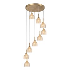 Suspended Indigo lamp, 11039/9p Amber. 9x40W, E27, 600x600x2895 mm, amber color