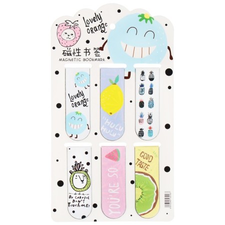 A set of magnetic bookmark for books Calligrata 6 pieces, "Fruits/berries", mix-1