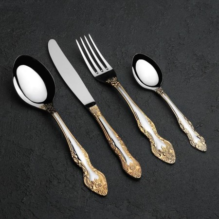 A set of cutlery "Troika", 24 items, thickness 2 mm, local nitride-titanium coating, decorative box-1